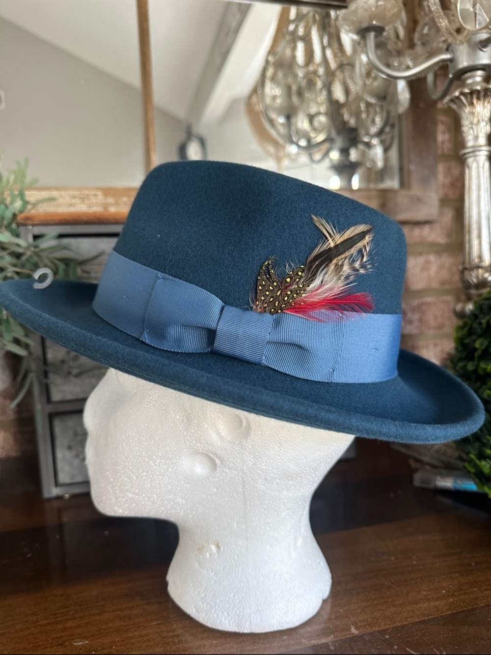 HATS IN THE BELFRY TAMMANY FEDERA HAT SMALL WOOL FELT FEATHER